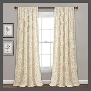 Lush Decor - Set of 2 (95"x54") Ruffle Diamond Light Filtering  Ivory